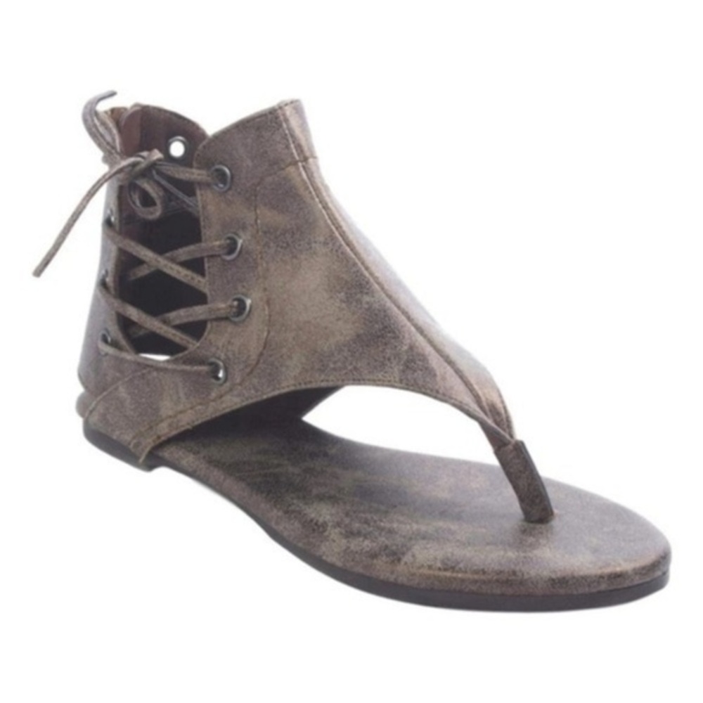 Pierre Dumas Metallic Brown Gladiator Thong Sandals
